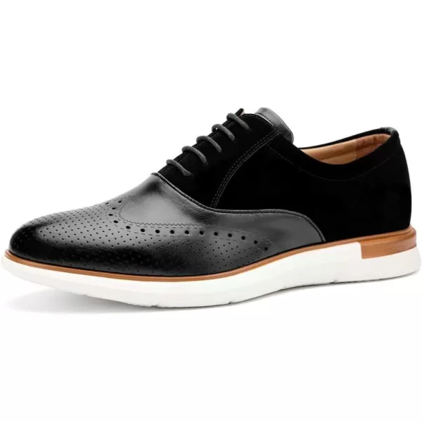 JITAI Mens Casual Oxford Dress Shoes Classic Modern Business Laceup Wingtip ShoesBlack04