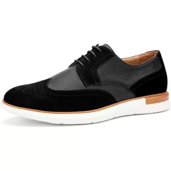 JITAI Mens Casual Oxford Dress Shoes Classic Modern Business Laceup Wingtip ShoesBlack06