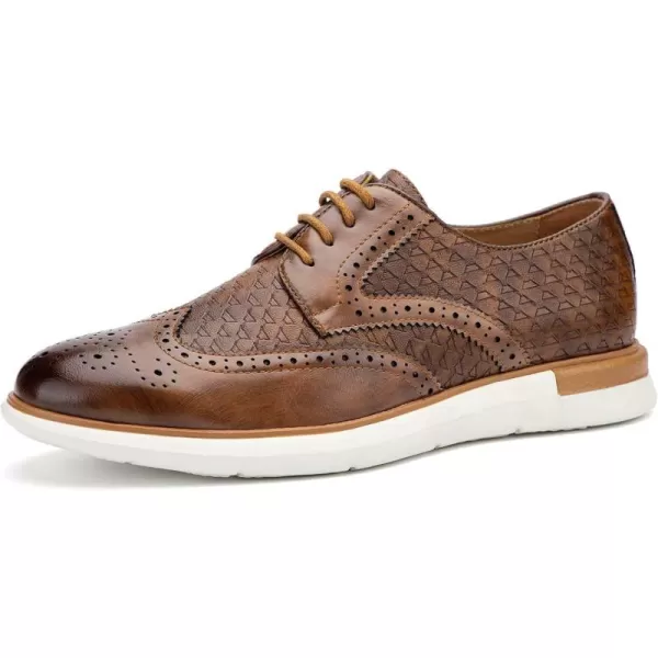 JITAI Mens Casual Oxford Dress Shoes Classic Modern Business Laceup Wingtip ShoesBrown09