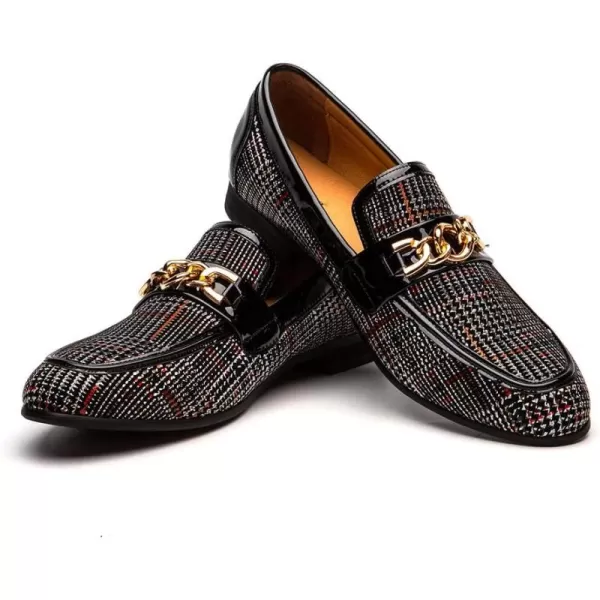 JITAI Mens Leather Shoes Pattern Printing Mens Dress Loafer Shoes Slipon Casual Loafer Smoking SlipperBlack02