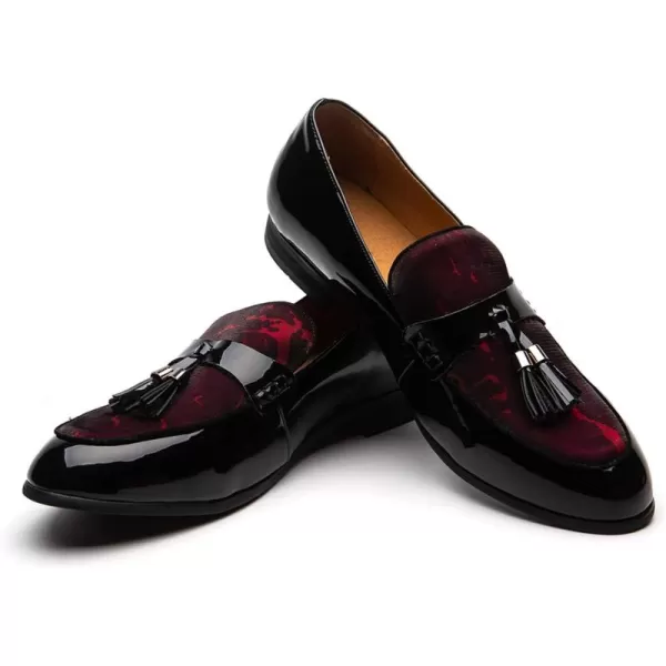 JITAI Mens Leather Shoes Pattern Printing Mens Dress Loafer Shoes Slipon Casual Loafer Smoking SlipperBlack04