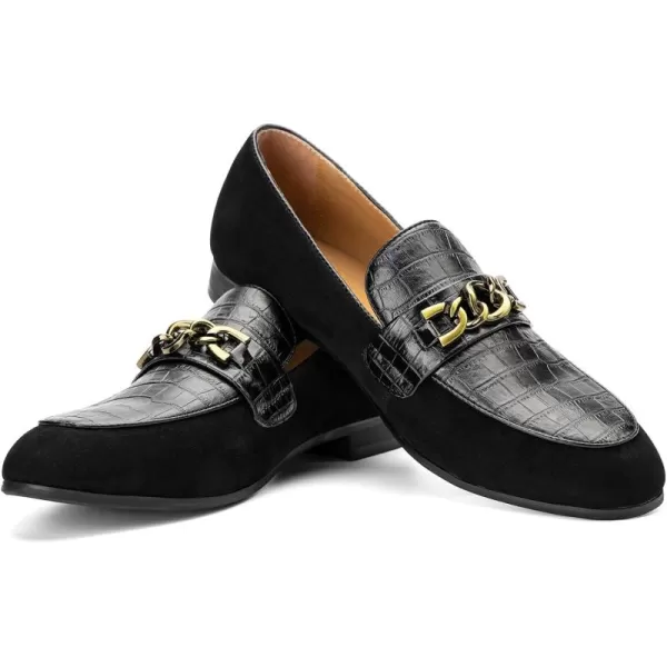 JITAI Mens Leather Shoes Pattern Printing Mens Dress Loafer Shoes Slipon Casual Loafer Smoking SlipperBlack11