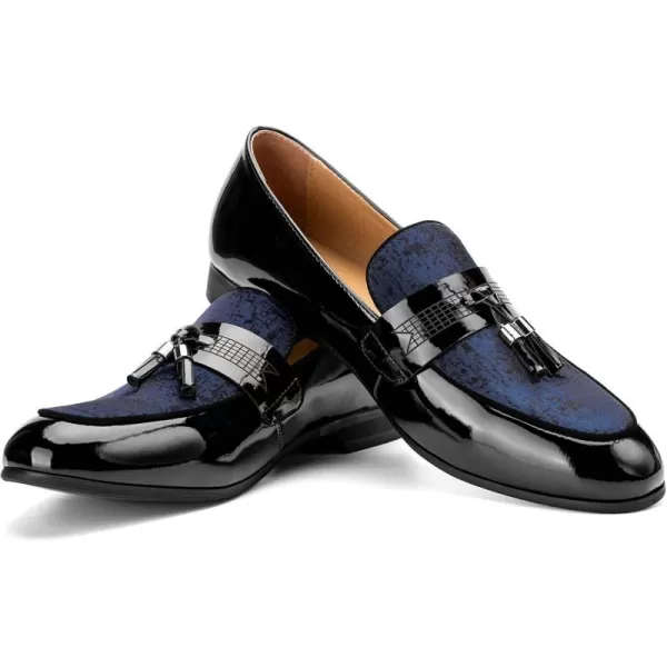 JITAI Mens Leather Shoes Pattern Printing Mens Dress Loafer Shoes Slipon Casual Loafer Smoking SlipperBlue13