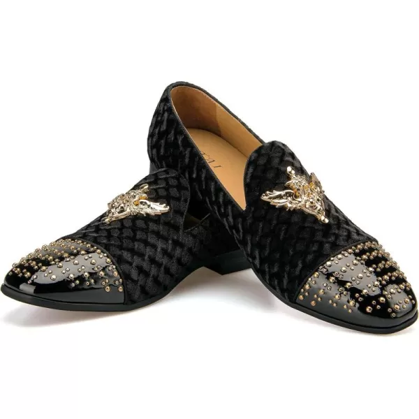 JITAI Mens Loafers Shoes Pattern Printing Mens Dress Loafer Shoes Slipon Casual Loafer Smoking SlipperBlack10