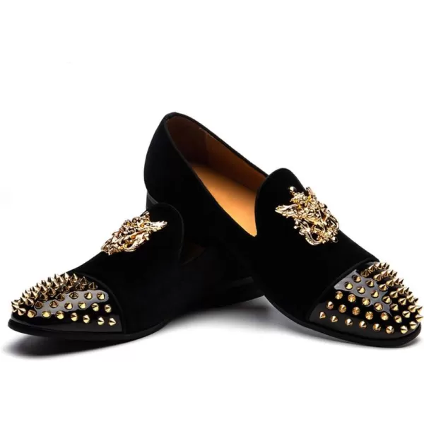 JITAI Mens Loafers Shoes Pattern Printing Mens Dress Loafer Shoes Slipon Casual Loafer Smoking SlipperBlack11