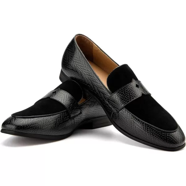 JITAI Mens Loafers Shoes Pattern Printing Mens Dress Loafer Shoes Slipon Casual Loafer Smoking SlipperBlack14