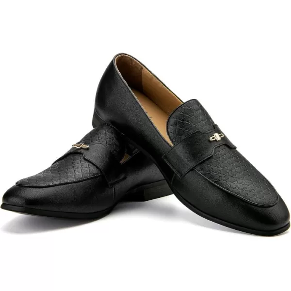 JITAI Mens Loafers Shoes Pattern Printing Mens Dress Loafer Shoes Slipon Casual Loafer Smoking SlipperBlack17