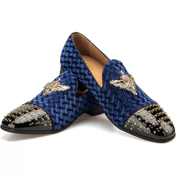 JITAI Mens Loafers Shoes Pattern Printing Mens Dress Loafer Shoes Slipon Casual Loafer Smoking SlipperBlue11