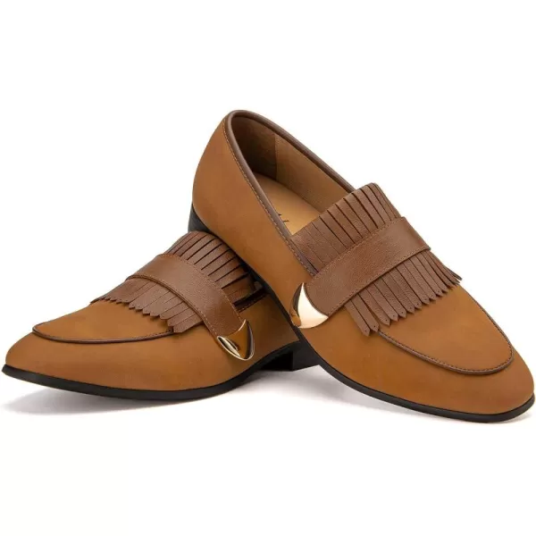 JITAI Mens Loafers Shoes Pattern Printing Mens Dress Loafer Shoes Slipon Casual Loafer Smoking SlipperBrown16