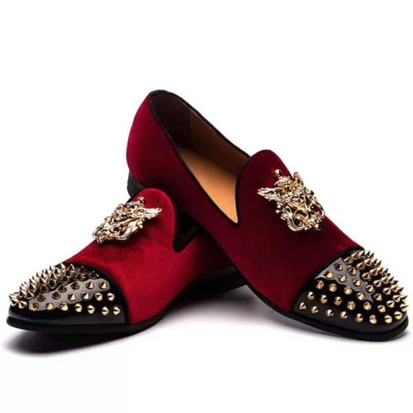 JITAI Mens Loafers Shoes Pattern Printing Mens Dress Loafer Shoes Slipon Casual Loafer Smoking SlipperRed12