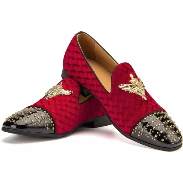 JITAI Mens Loafers Shoes Pattern Printing Mens Dress Loafer Shoes Slipon Casual Loafer Smoking SlipperRed13