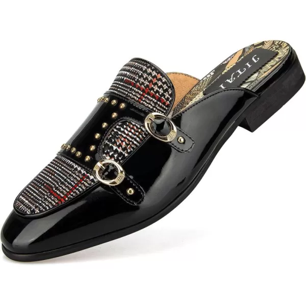 JITAI Mens Mules Mens Slippers SlipOn Loafers Casual Half Loafers Shoes Mens Backless SandalsBlack03