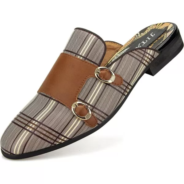 JITAI Mens Mules Mens Slippers SlipOn Loafers Casual Half Loafers Shoes Mens Backless SandalsBrown04