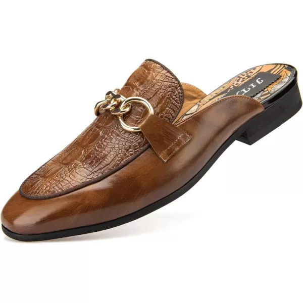 JITAI Mens Mules Mens Slippers SlipOn Loafers Casual Half Loafers Shoes Mens Backless SandalsBrown34