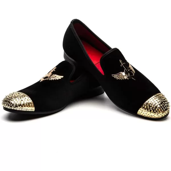 Men Genuine Leather Mens Metallic Textured Slipon Glitter Loafers ShoesBlack02