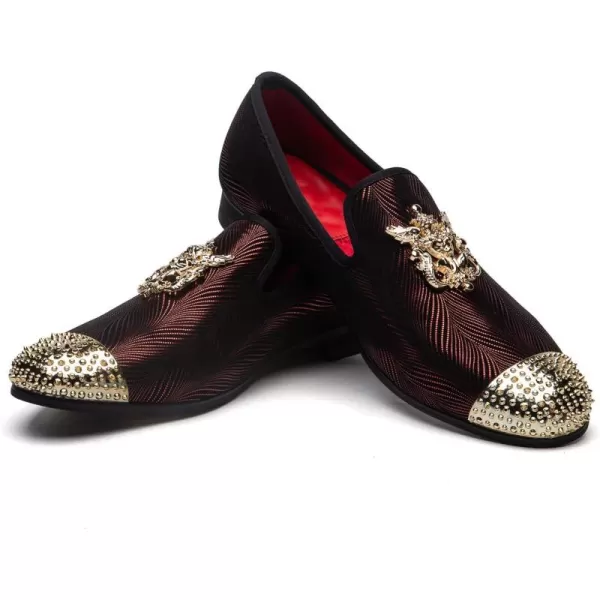 Men Genuine Leather Mens Metallic Textured Slipon Glitter Loafers ShoesBrown04