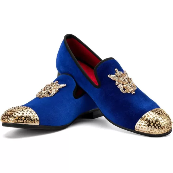 Men Genuine Leather Mens Metallic Textured Slipon Glitter Loafers ShoesNavy01