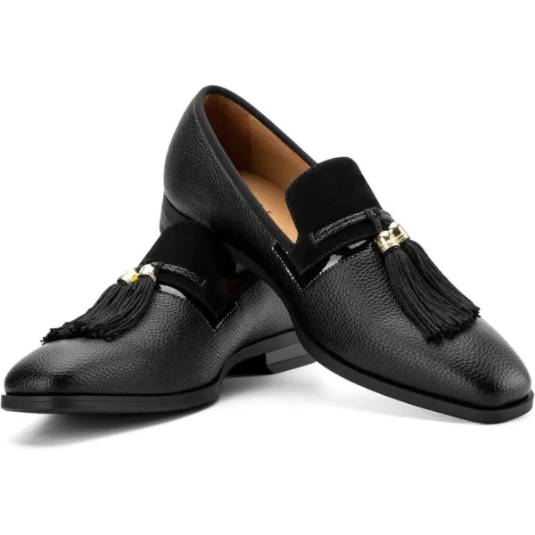 Mens Vintage Velvet Embroidery Noble Loafer Shoes Slipon Loafer Smoking Slipper Tassel LoaferBlack12