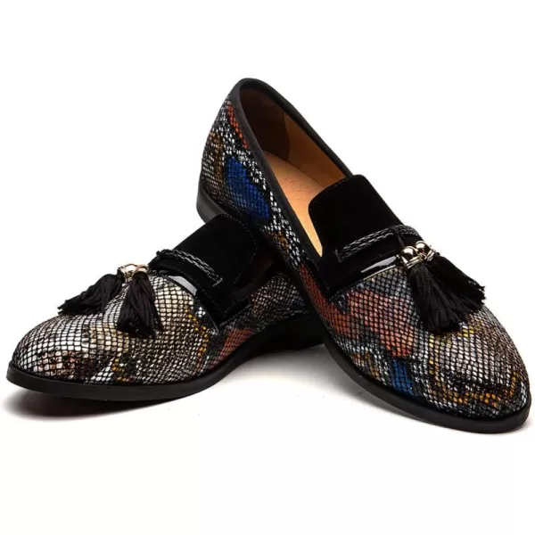 Mens Vintage Velvet Embroidery Noble Loafer Shoes Slipon Loafer Smoking Slipper Tassel LoaferColour09