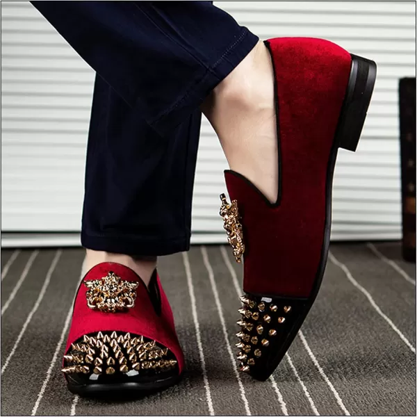 JITAI Men Loafers SlipOn Shoes for Men Fashion Dress Shoes Tuxedo ShoesRed01