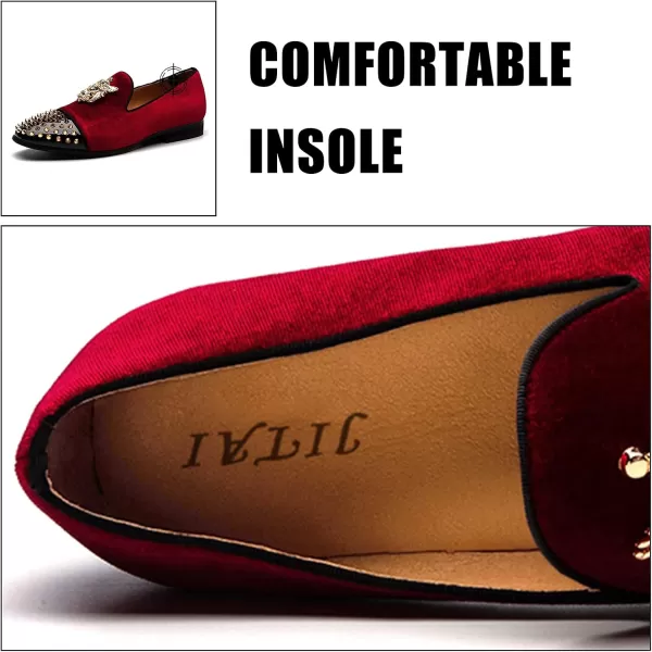 JITAI Men Loafers SlipOn Shoes for Men Fashion Dress Shoes Tuxedo ShoesRed01
