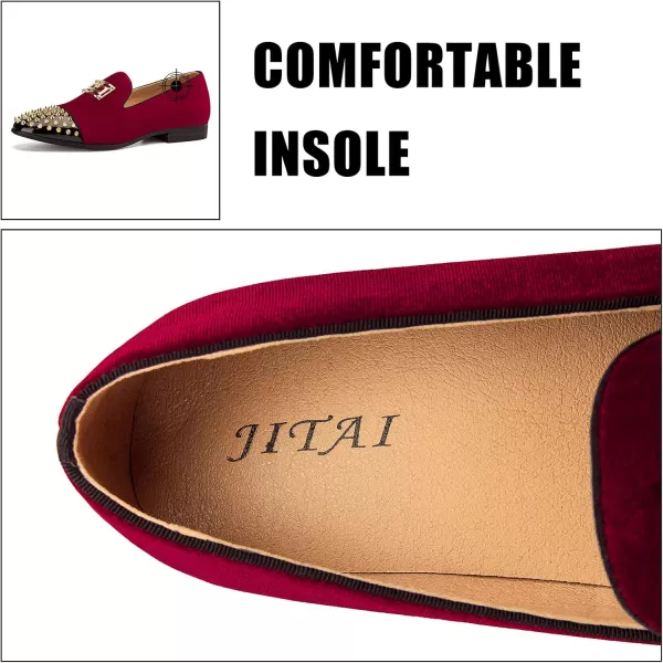 JITAI Men Loafers SlipOn Shoes for Men Fashion Dress Shoes Tuxedo ShoesRed09