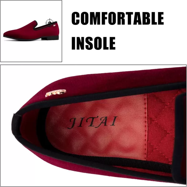 JITAI Men Loafers SlipOn Shoes for Men Fashion Dress Shoes Tuxedo ShoesRed118