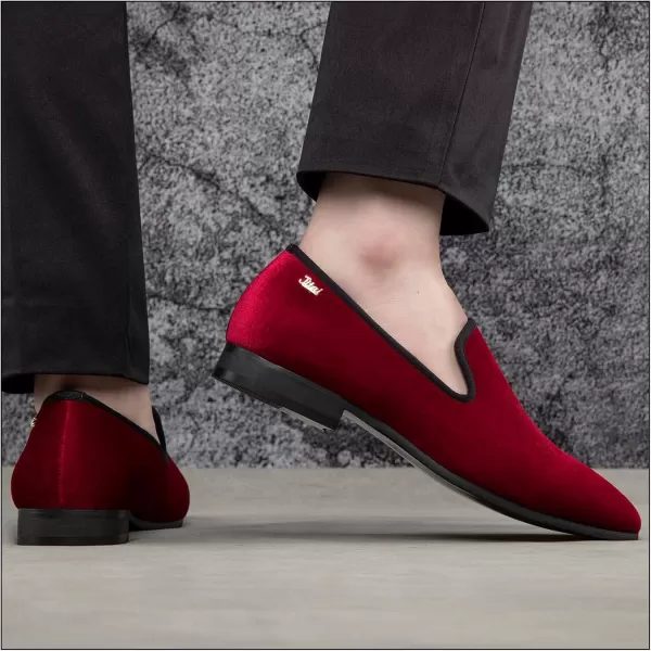 JITAI Men Loafers SlipOn Shoes for Men Fashion Dress Shoes Tuxedo ShoesRed118