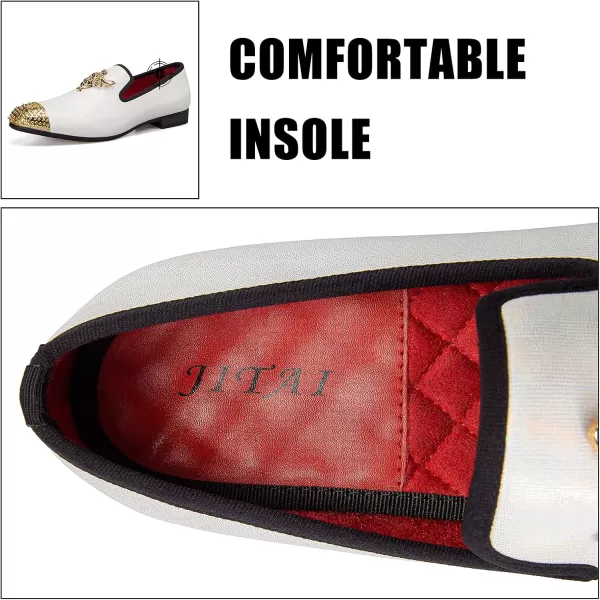 JITAI Men Loafers SlipOn Shoes for Men Fashion Dress Shoes Tuxedo ShoesWhite02