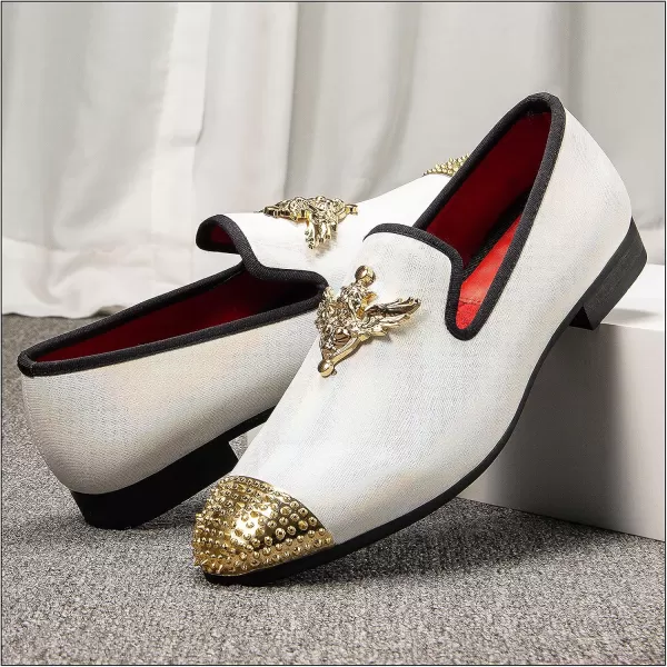 JITAI Men Loafers SlipOn Shoes for Men Fashion Dress Shoes Tuxedo ShoesWhite02