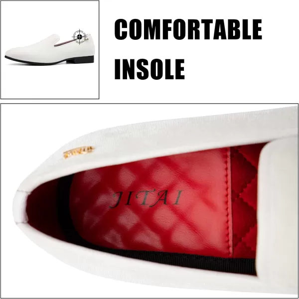 JITAI Men Loafers SlipOn Shoes for Men Fashion Dress Shoes Tuxedo ShoesWhite118