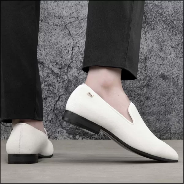 JITAI Men Loafers SlipOn Shoes for Men Fashion Dress Shoes Tuxedo ShoesWhite118