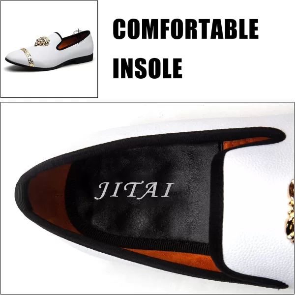 JITAI Mens Fashion Loafers Wedding Shoes Loafers for Men Party ShoesWhite20