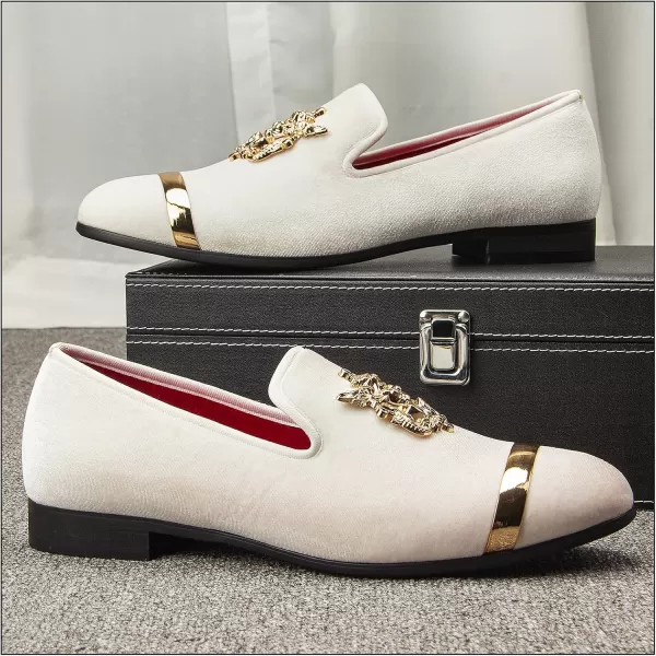 JITAI Mens Fashion Loafers Wedding Shoes Loafers for Men Party ShoesWhite29