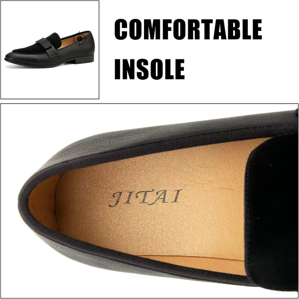 JITAI Mens Loafers Tuxedo Shoes Dress Shoes for Men Velvet Loafers Wedding ShoesBlack04