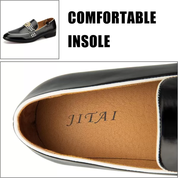 JITAI Mens Loafers Tuxedo Shoes Dress Shoes for Men Velvet Loafers Wedding ShoesBlack08