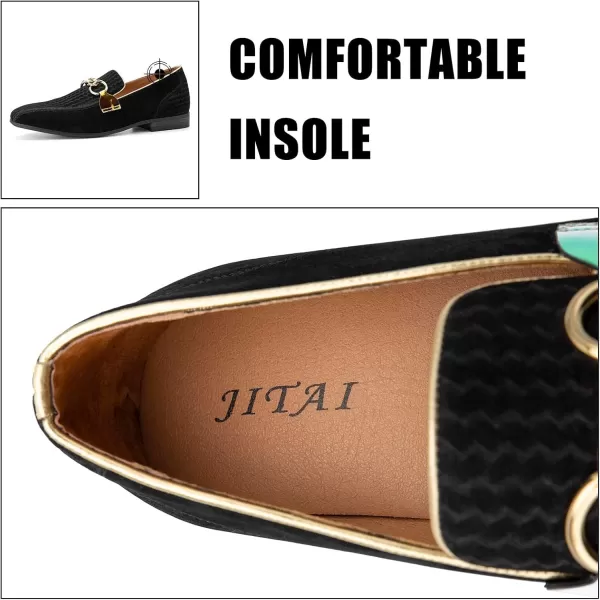 JITAI Mens Loafers Tuxedo Shoes Dress Shoes for Men Velvet Loafers Wedding ShoesBlack10