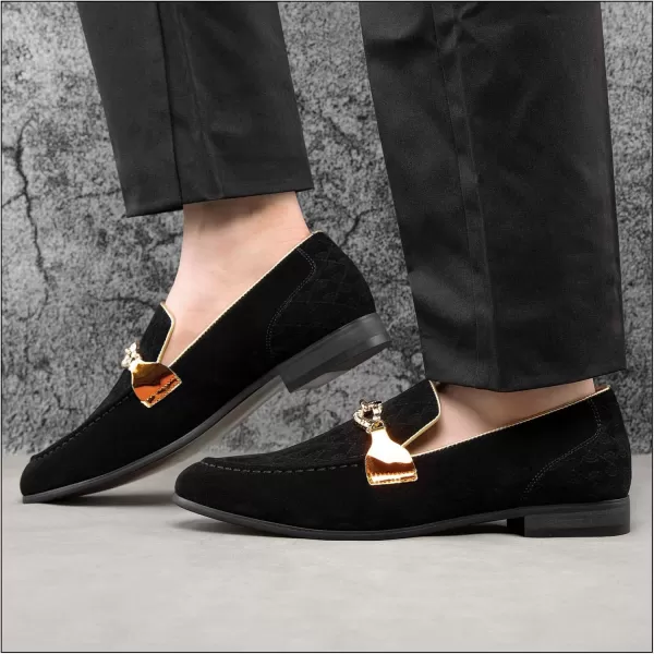 JITAI Mens Loafers Tuxedo Shoes Dress Shoes for Men Velvet Loafers Wedding ShoesBlack11