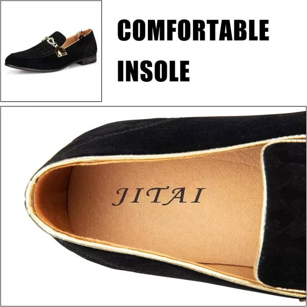 JITAI Mens Loafers Tuxedo Shoes Dress Shoes for Men Velvet Loafers Wedding ShoesBlack11