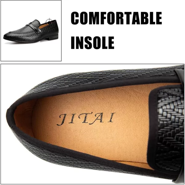 JITAI Mens Loafers Tuxedo Shoes Dress Shoes for Men Velvet Loafers Wedding ShoesBlack13