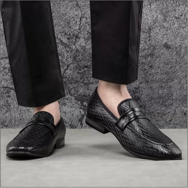 JITAI Mens Loafers Tuxedo Shoes Dress Shoes for Men Velvet Loafers Wedding ShoesBlack13