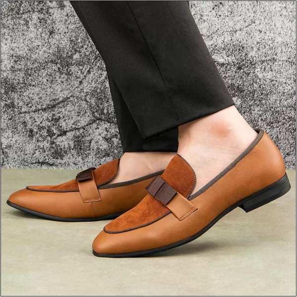 JITAI Mens Loafers Tuxedo Shoes Dress Shoes for Men Velvet Loafers Wedding ShoesBrown01