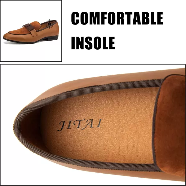 JITAI Mens Loafers Tuxedo Shoes Dress Shoes for Men Velvet Loafers Wedding ShoesBrown01