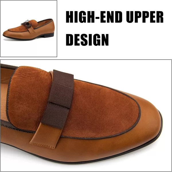 JITAI Mens Loafers Tuxedo Shoes Dress Shoes for Men Velvet Loafers Wedding ShoesBrown01
