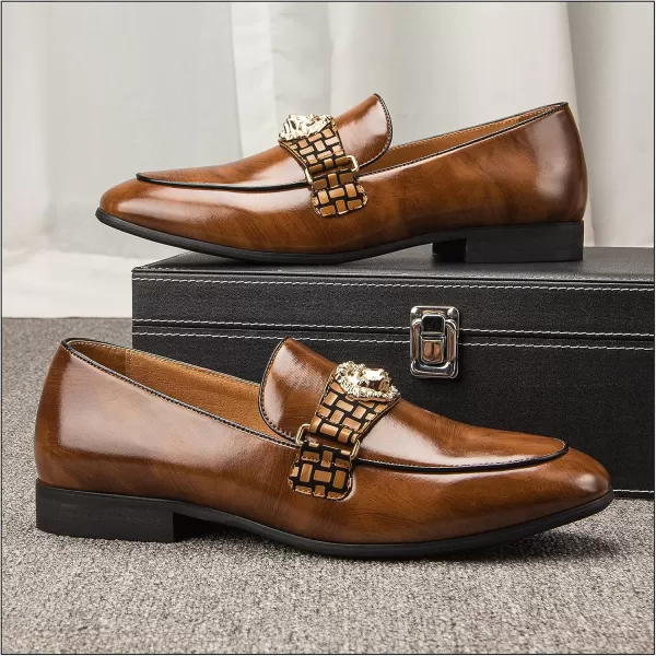 JITAI Mens Loafers Tuxedo Shoes Dress Shoes for Men Velvet Loafers Wedding ShoesBrown07
