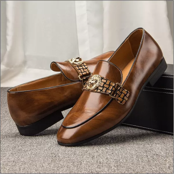 JITAI Mens Loafers Tuxedo Shoes Dress Shoes for Men Velvet Loafers Wedding ShoesBrown07