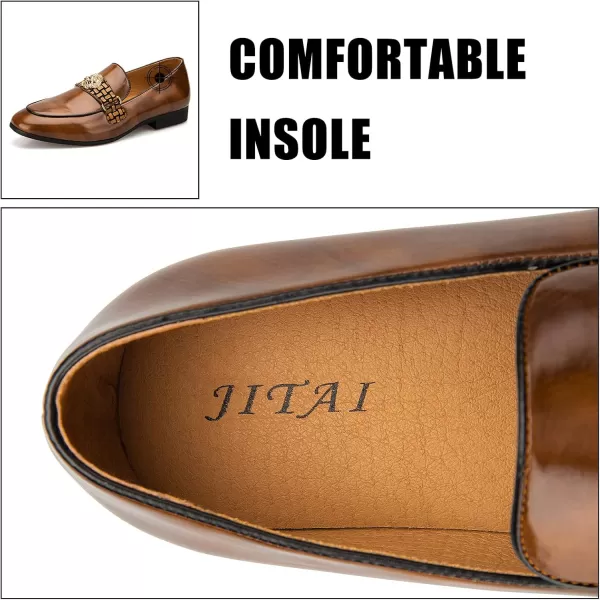 JITAI Mens Loafers Tuxedo Shoes Dress Shoes for Men Velvet Loafers Wedding ShoesBrown07