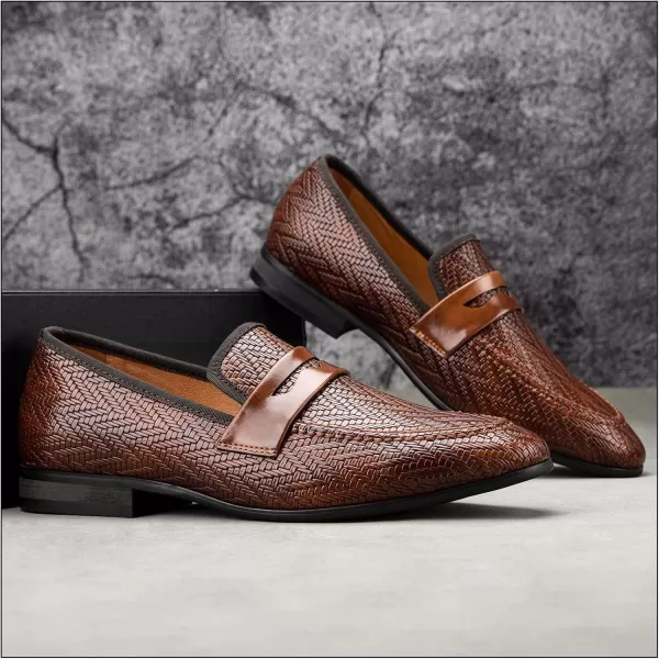 JITAI Mens Loafers Tuxedo Shoes Dress Shoes for Men Velvet Loafers Wedding ShoesBrown14