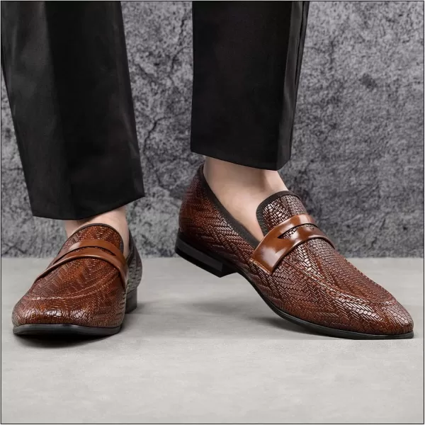 JITAI Mens Loafers Tuxedo Shoes Dress Shoes for Men Velvet Loafers Wedding ShoesBrown14