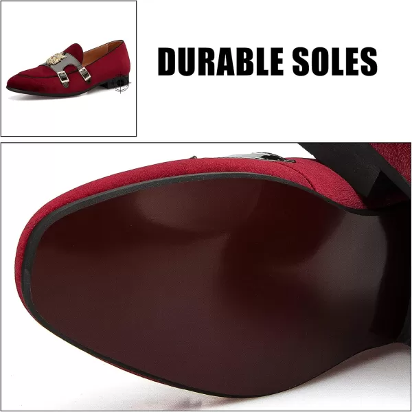 JITAI Mens Loafers Tuxedo Shoes Dress Shoes for Men Velvet Loafers Wedding ShoesRed02